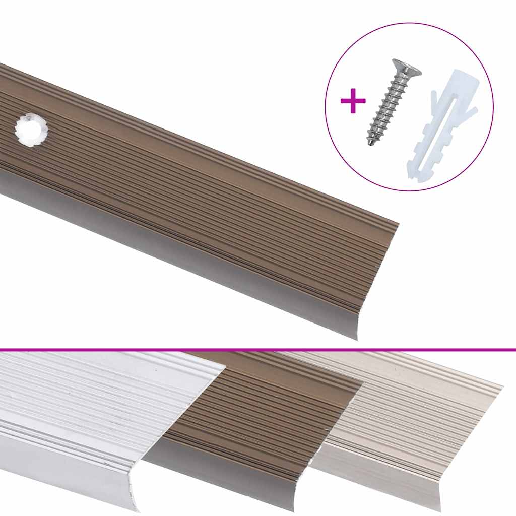 Profili a L per Gradini 5 pz in Alluminio 90 cm Marrone