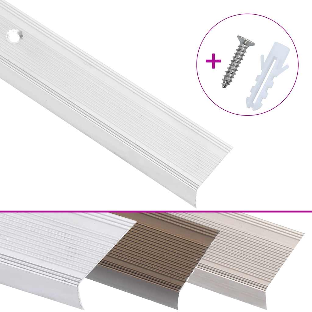 Profili a L per Gradini 15 pz in Alluminio 100 cm Argento | homemem39
