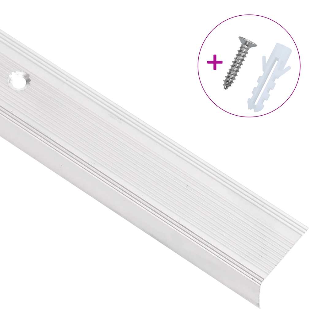 Profili a L per Gradini 5 pz in Alluminio 100 cm Argento | homemem39