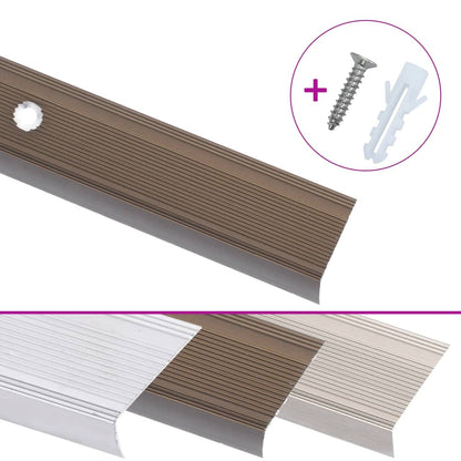 Profili a L per Gradini 5 pz in Alluminio 100 cm Marrone | homemem39