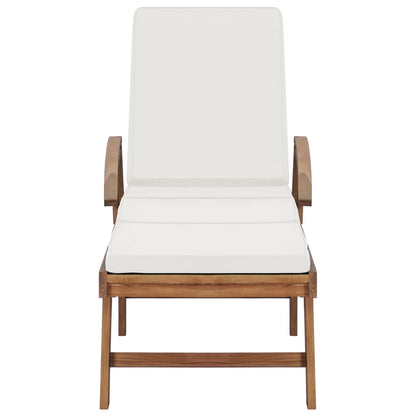 Lettini Prendisole con Cuscini 2 pz in Legno di Teak Crema - homemem39