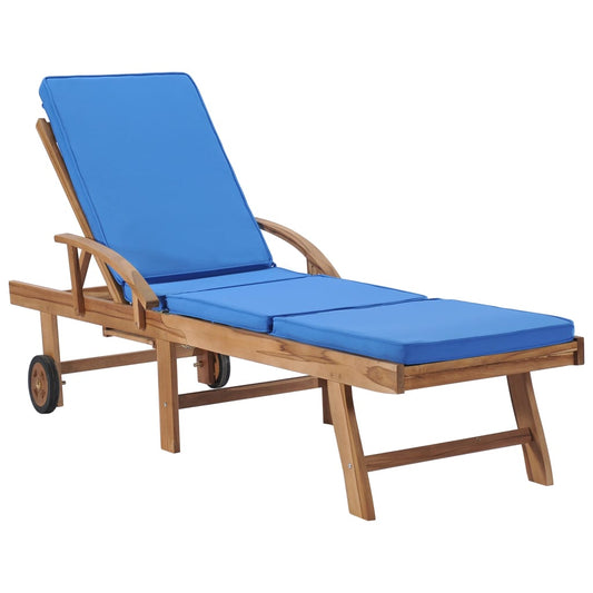 Lettini Prendisole con Cuscini 2 pz in Legno di Teak Blu - homemem39
