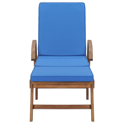 Lettini Prendisole con Cuscini 2 pz in Legno di Teak Blu - homemem39