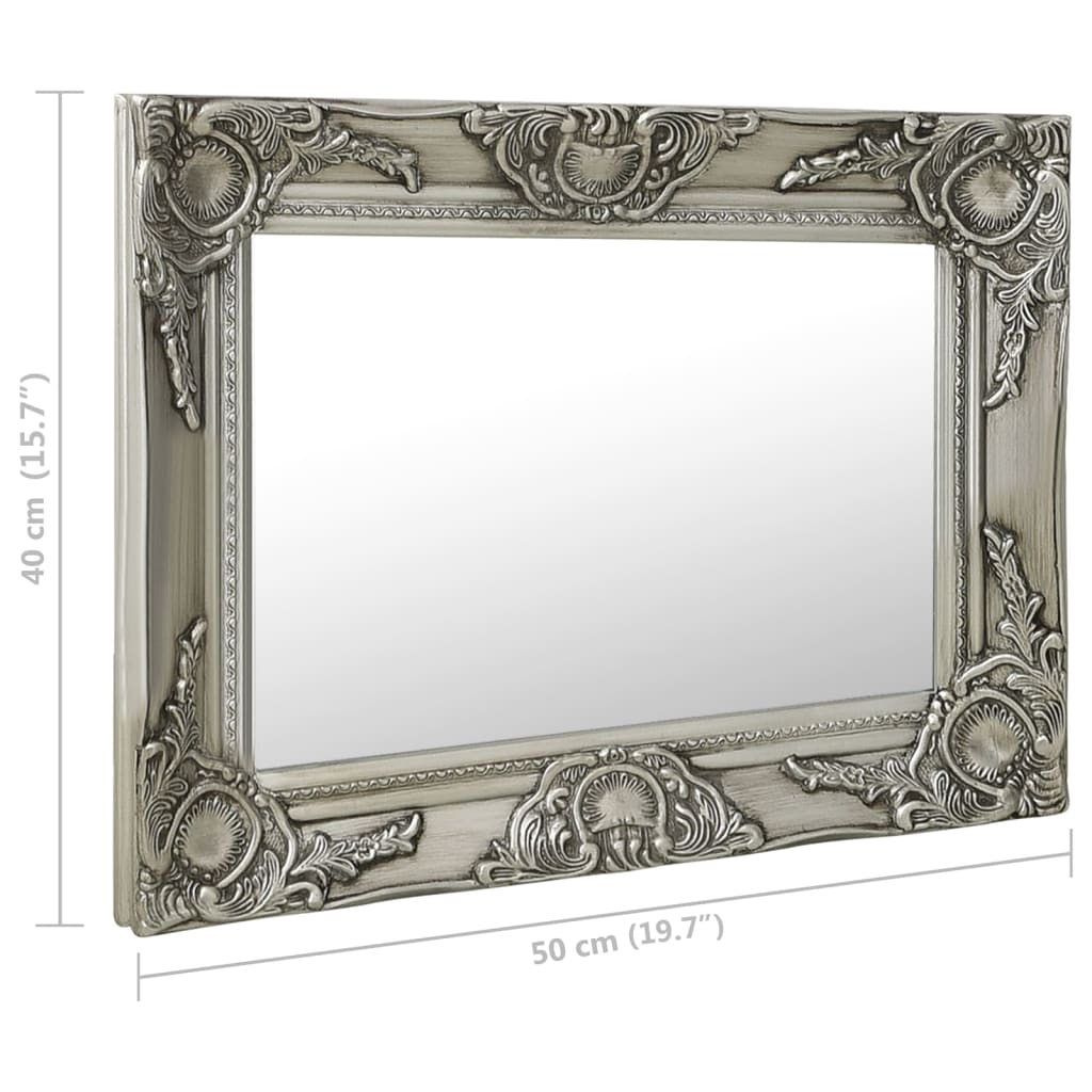 Specchio da Parete Stile Barocco 50x40 cm Argento - homemem39