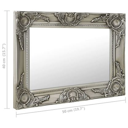 Specchio da Parete Stile Barocco 50x40 cm Argento - homemem39
