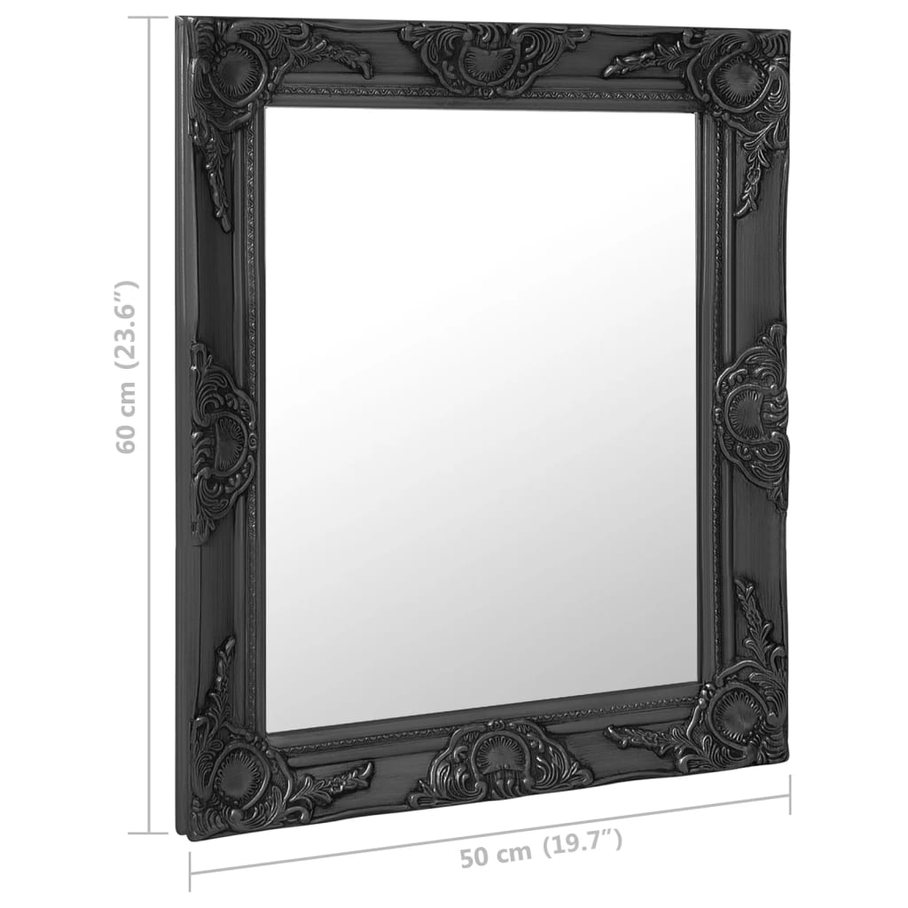 Specchio da Parete Stile Barocco 50x60 cm Nero - homemem39