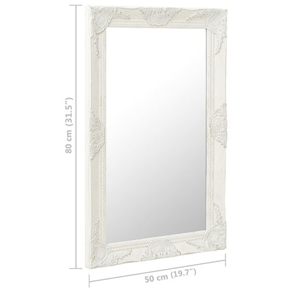 Specchio da Parete Stile Barocco 50x80 cm Bianco - homemem39
