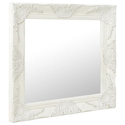 Specchio da Parete Stile Barocco 60x60 cm Bianco - homemem39