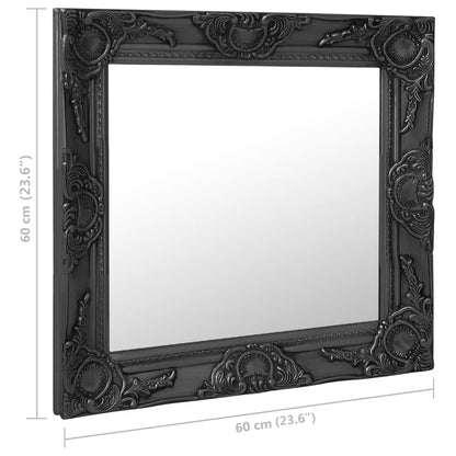 Specchio da Parete Stile Barocco 60x60 cm Nero - homemem39