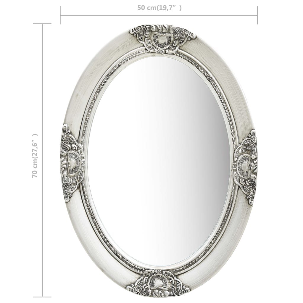 Specchio da Parete Stile Barocco 50x70 cm Argento | homemem39