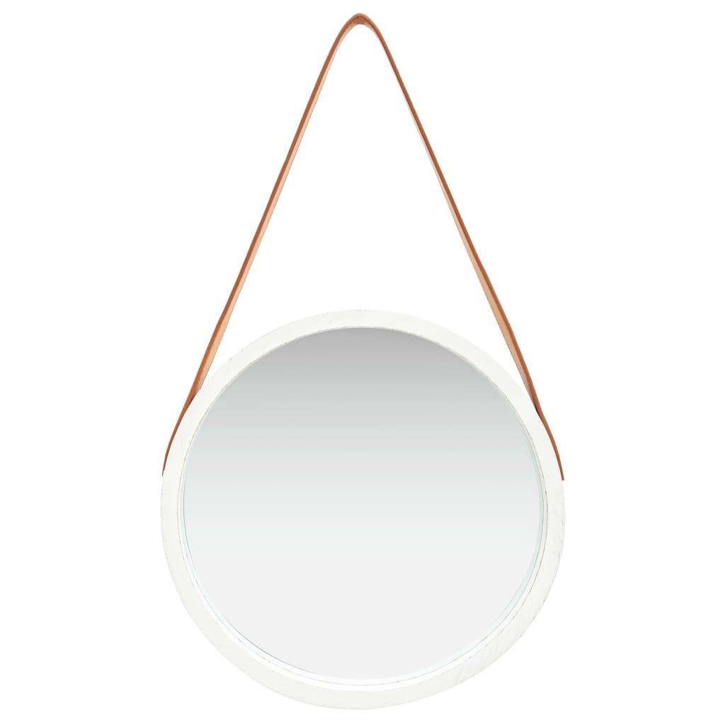 Specchio da Parete con Cinghia 40 cm Bianco | homemem39