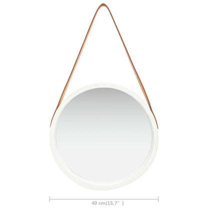 Specchio da Parete con Cinghia 40 cm Bianco | homemem39