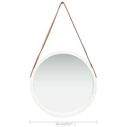 Specchio da Parete con Cinghia 50 cm Bianco | homemem39
