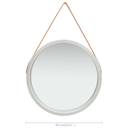 Specchio da Parete con Cinghia 60 cm Argento