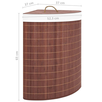 Cesto Portabiancheria Angolare in Bambù Marrone 60 L | homemem39