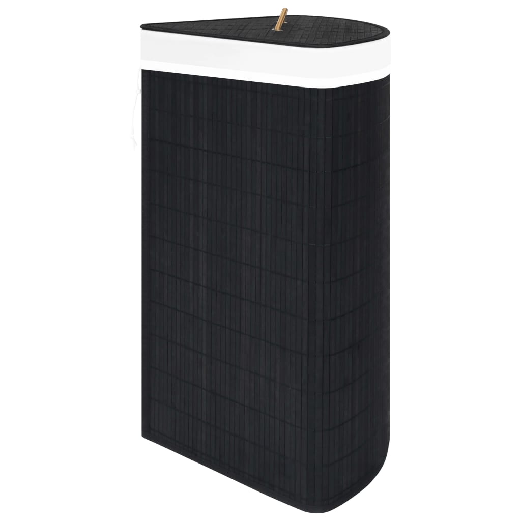 Cesto Portabiancheria Angolare in Bambù Nero 60 L | homemem39