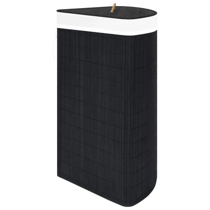 Cesto Portabiancheria Angolare in Bambù Nero 60 L | homemem39