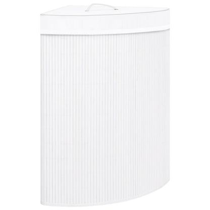 Cesto Portabiancheria Angolare in Bambù Bianco 60 L | homemem39