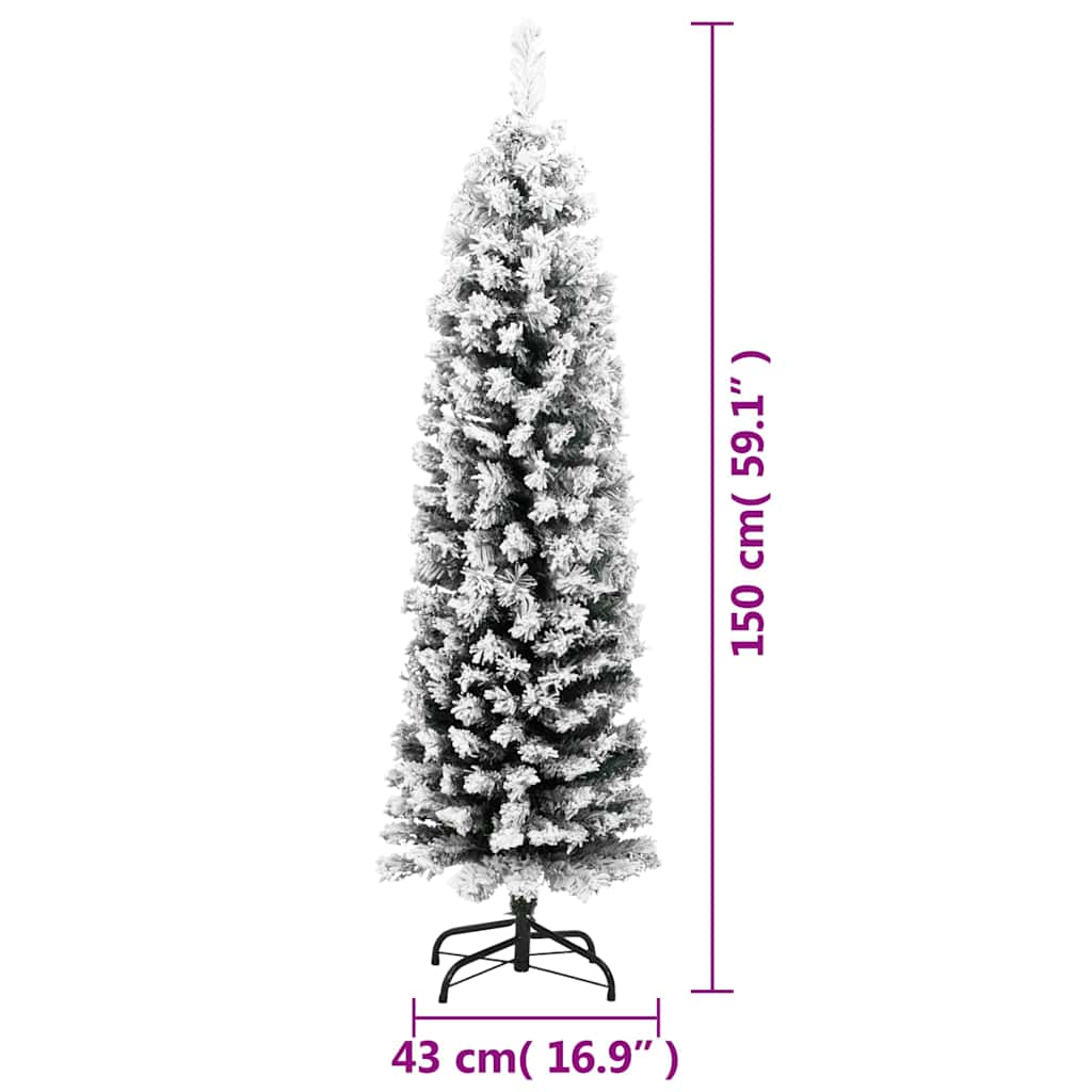 Albero di Natale Artificiale con Neve Fioccata Verde 150 cm PVC