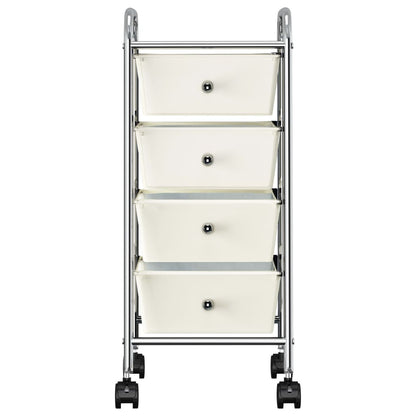 Carrello Portaoggetti Mobile con 4 Cassetti Bianco in Plastica - homemem39