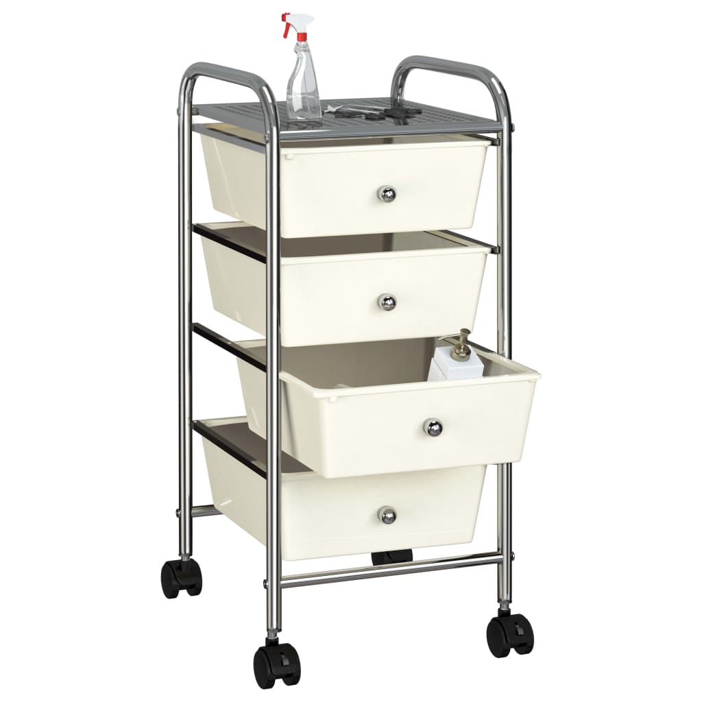 Carrello Portaoggetti Mobile con 4 Cassetti Bianco in Plastica - homemem39