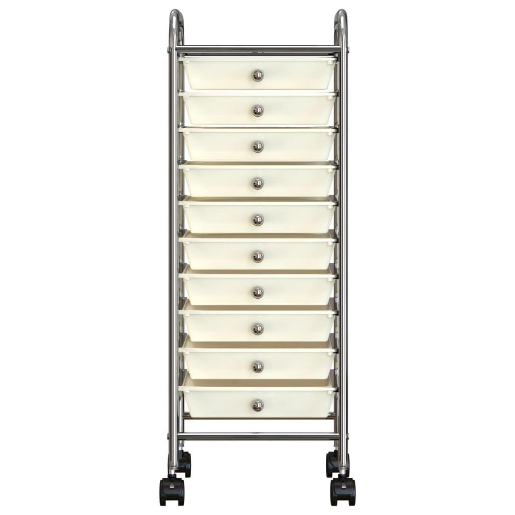 Carrello Portaoggetti Mobile con 10 Cassetti Bianco in Plastica - homemem39