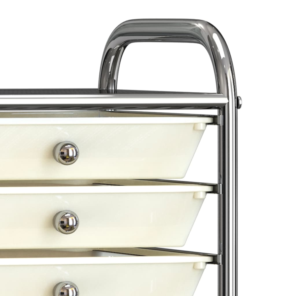 Carrello Portaoggetti Mobile con 10 Cassetti Bianco in Plastica - homemem39