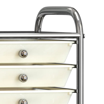 Carrello Portaoggetti Mobile con 10 Cassetti Bianco in Plastica - homemem39