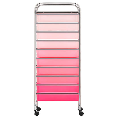 Carrello Portaoggetti con 10 Cassetti Rosa Sfumato in Plastica - homemem39