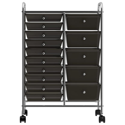Carrello Portaoggetti XXL con 15 Cassetti Nero in Plastica - homemem39