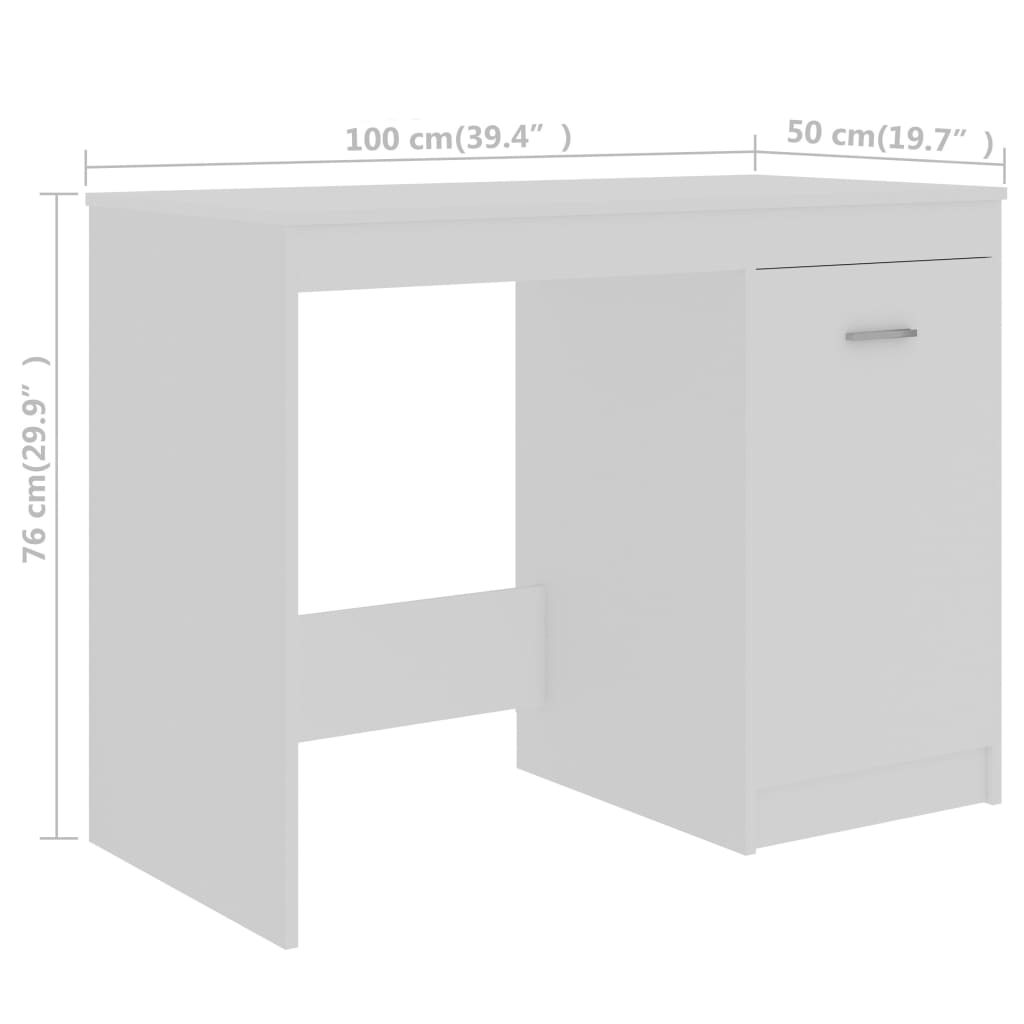 Scrivania Bianca 140x50x76 cm in Legno Multistrato - homemem39