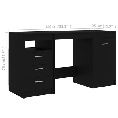 Scrivania Nera 140x50x76 cm in Truciolato - homemem39