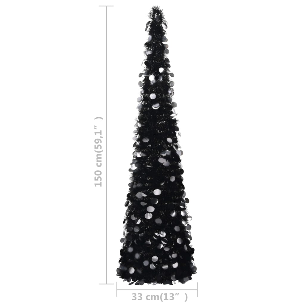Albero di Natale Artificiale Apribile Nero 150 cm PET