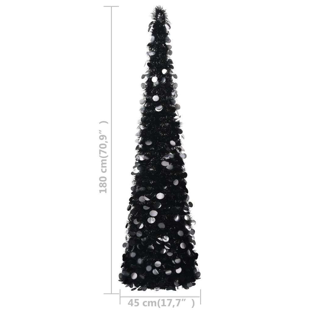 Albero di Natale Artificiale Apribile Nero 180 cm PET