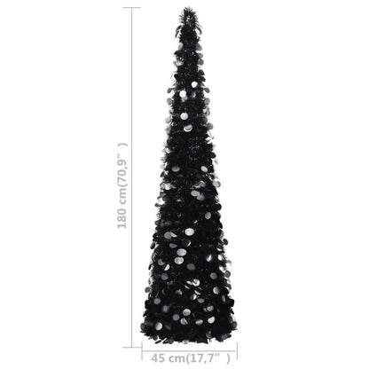 Albero di Natale Artificiale Apribile Nero 180 cm PET
