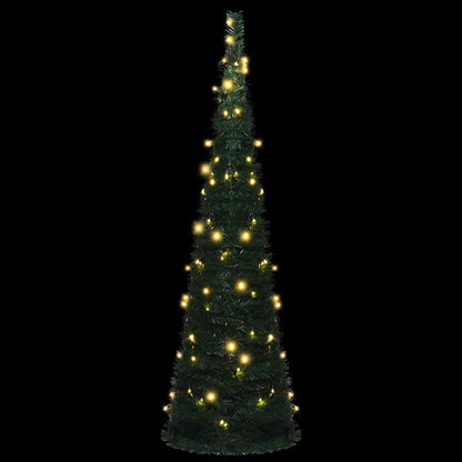 Albero di Natale with LED String Lights Verde 150 x 150 cm PVC