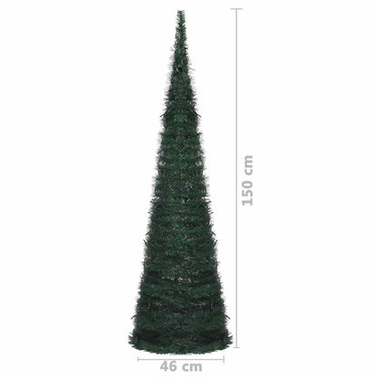 Albero di Natale with LED String Lights Verde 150 x 150 cm PVC