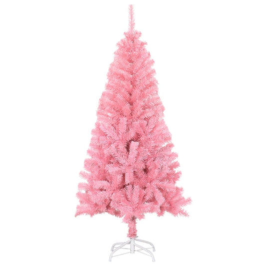Albero di Natale Artificiale Sottile con Base Rosa 150 cm PVC