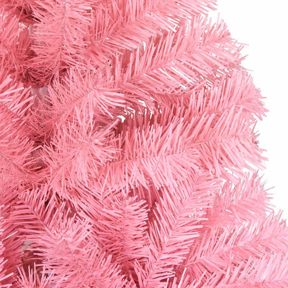 Albero di Natale Artificiale Sottile con Base Rosa 180 cm PVC