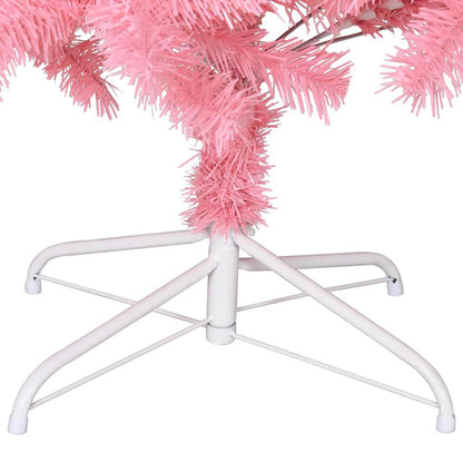 Albero di Natale Artificiale Sottile con Base Rosa 180 cm PVC