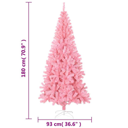 Albero di Natale Artificiale Sottile con Base Rosa 180 cm PVC