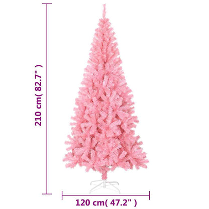 Albero di Natale Artificiale Sottile con Base Rosa 210 cm PVC