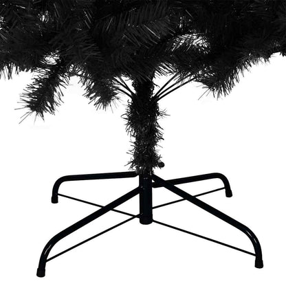 Albero di Natale Artificiale Sottile con Base Nero 210 cm PVC