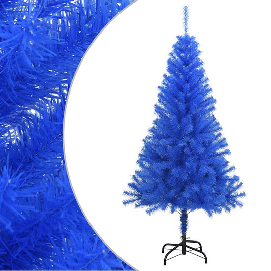 Albero di Natale Artificiale Sottile con Base Blu 150 cm PVC