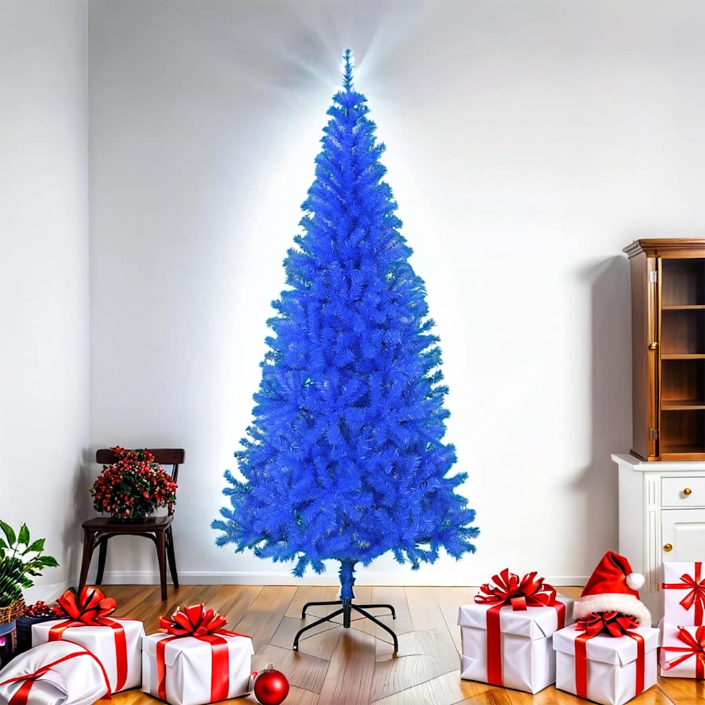 Albero di Natale Artificiale Sottile con Base Blu 180 cm PVC