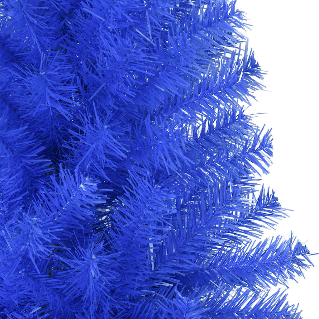 Albero di Natale Artificiale Sottile con Base Blu 210 cm PVC