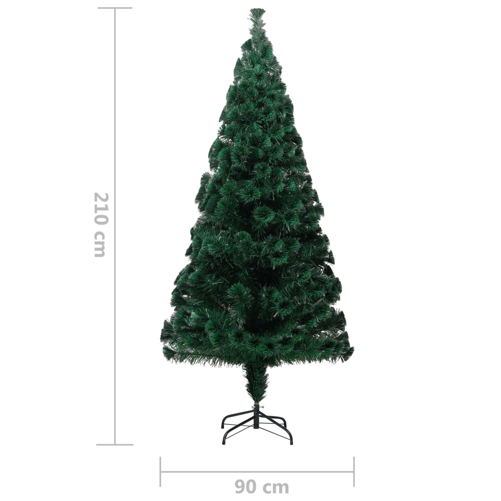 Albero di Natale con Supporto Verde 210 cm in Fibra Ottica