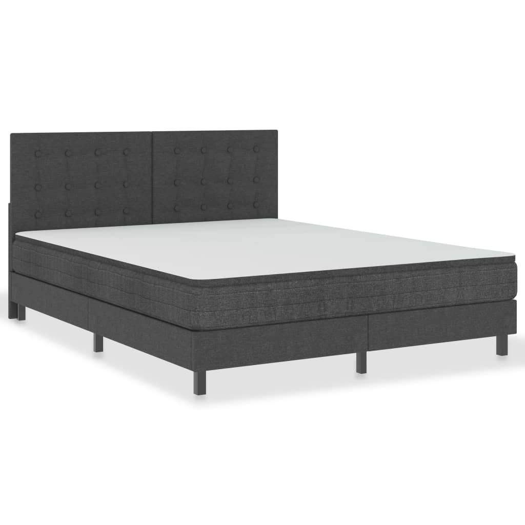 Letto a Molle Grigio Scuro in Tessuto 160x200 cm | homemem39