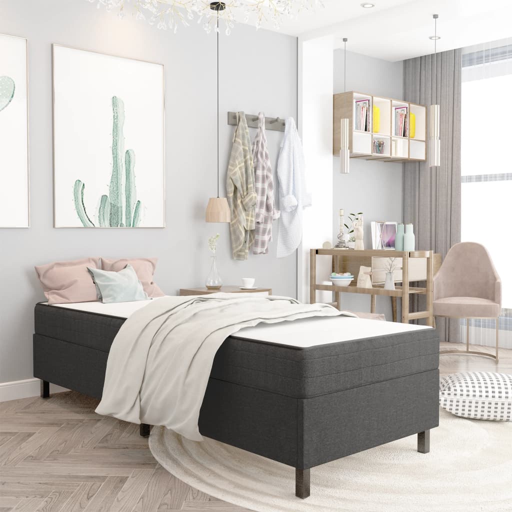 Letto a Molle Grigio Scuro in Tessuto 100x200 cm | homemem39