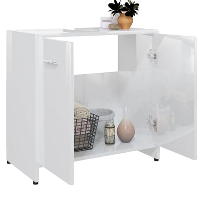 Mobile da Bagno Bianco Lucido 60x33x61 cm in Legno Multistrato - homemem39